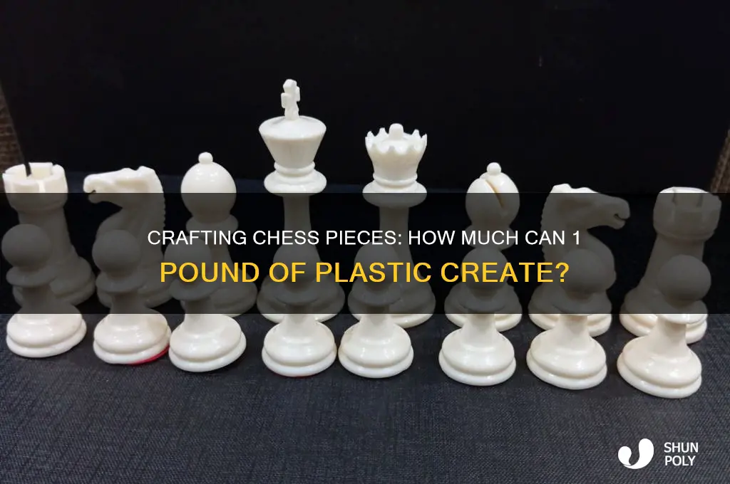 how many chess pieces does 1 lb of plastic make