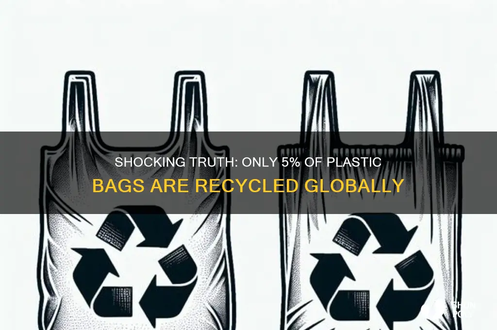how many plastic bags are recycled 5 percent
