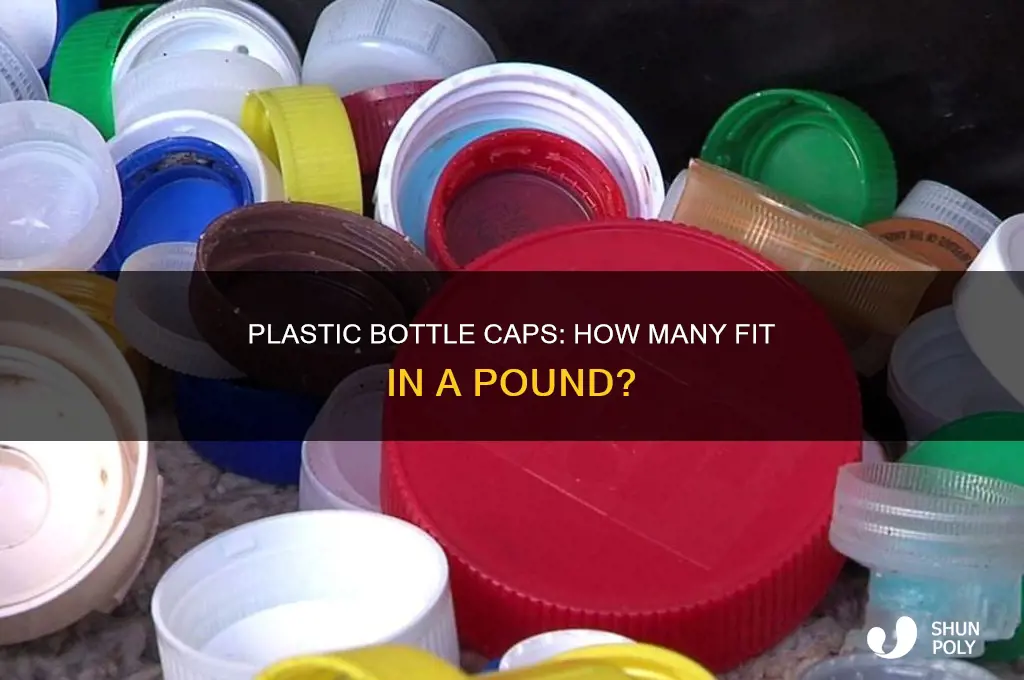 how many plastic bottle caps in a pound
