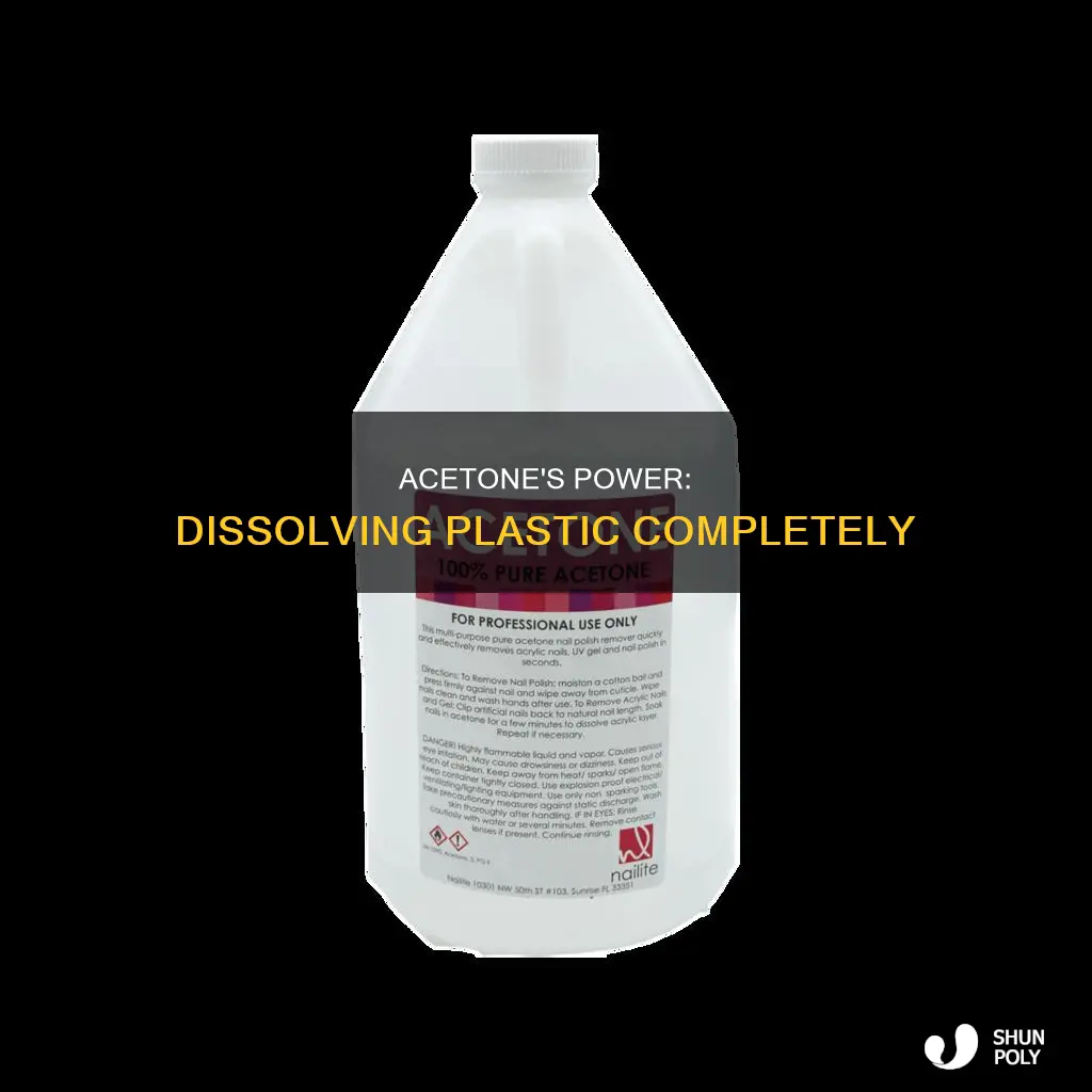 how much acetone is needed to dissolve 1g of plastic