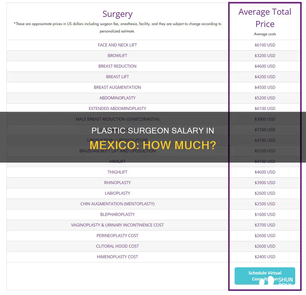 how much does a plastic surgeon make in mexico