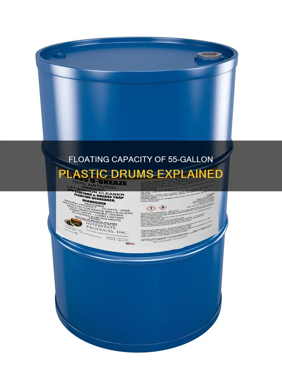 how much weight will a 55 gallon plastic drum float