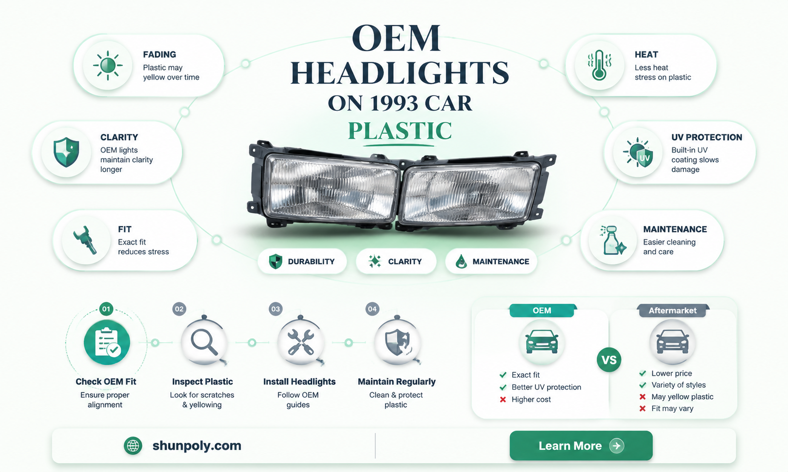 are oem headlights on a 1993 plastic