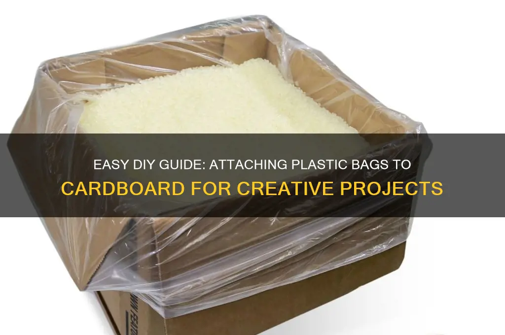 how to adhere plastic bag to cardboard