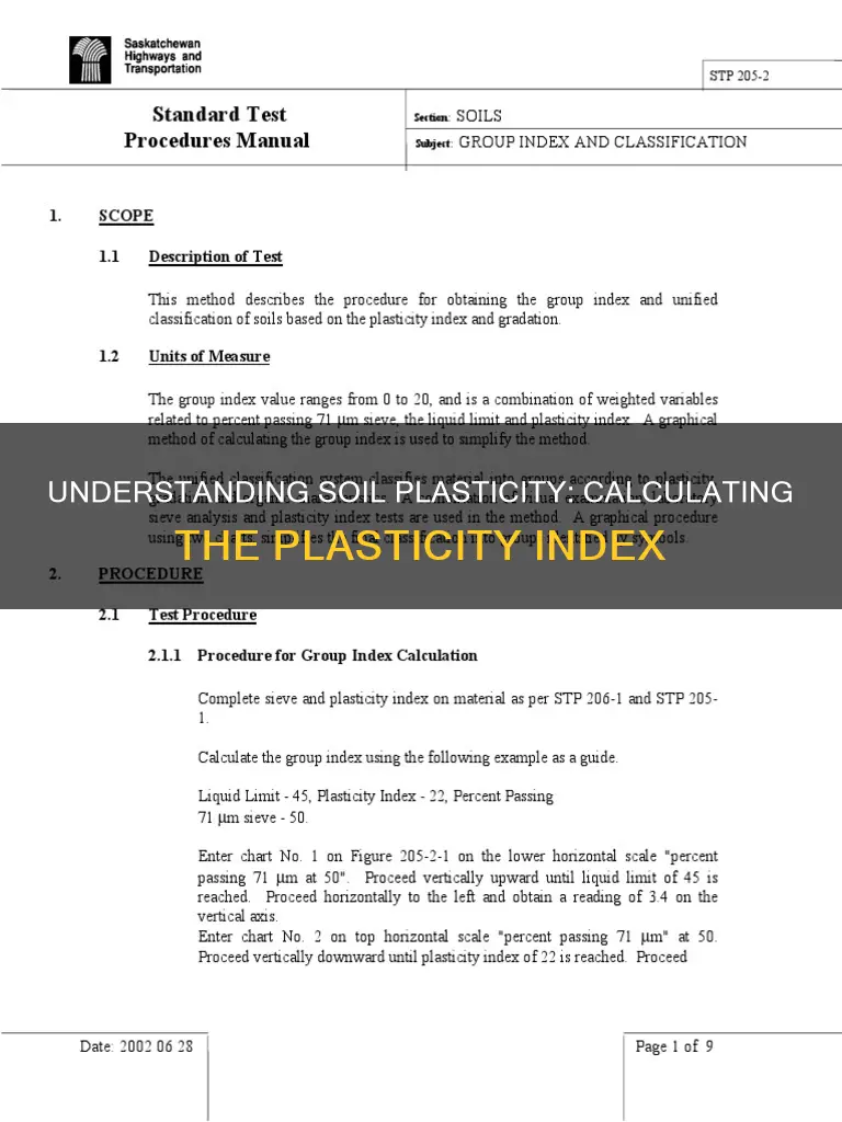 how to calculate plasticity index of soil