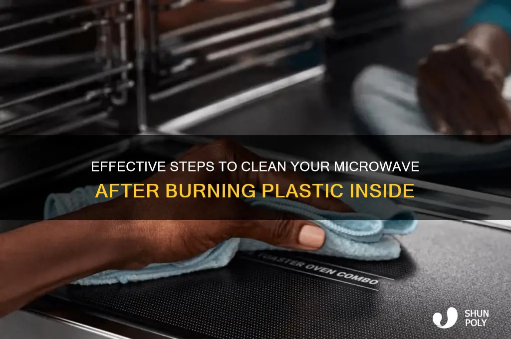 how to clean a microwave after burning plastic