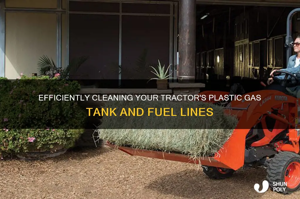how to clean a tractor plastic gas tank and lines