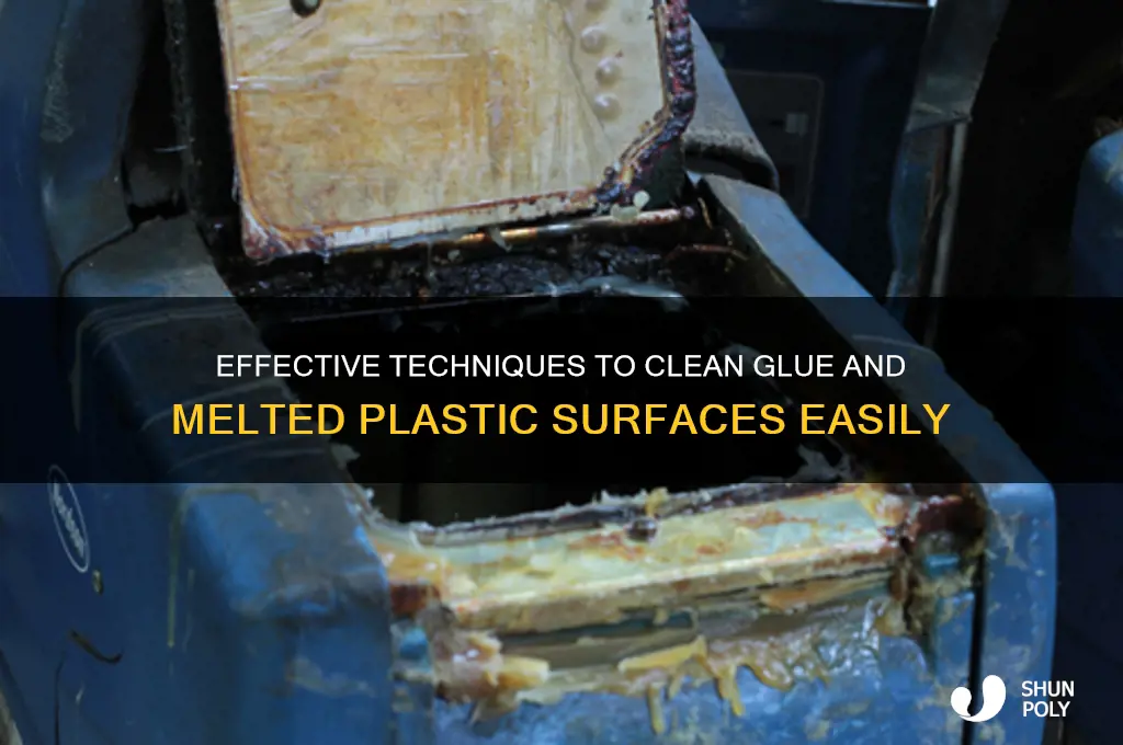 how to clean plastic that is glue and melting