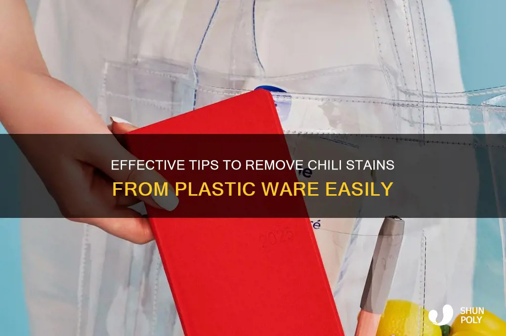 how to clean plastic ware stained by chili