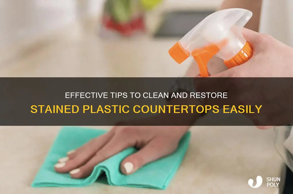 how to clean stained plastic countertop