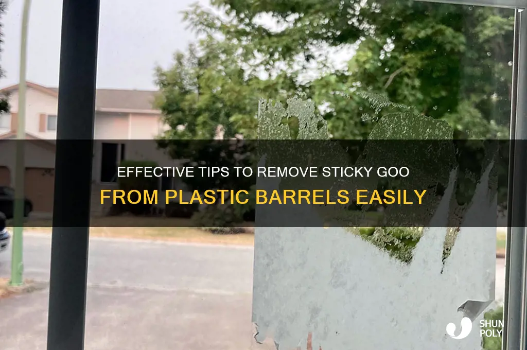 how to clean sticky gooey glob from plastic barrell