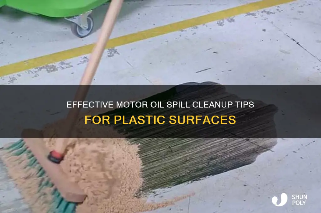how to clean up motor oil spill from plastic