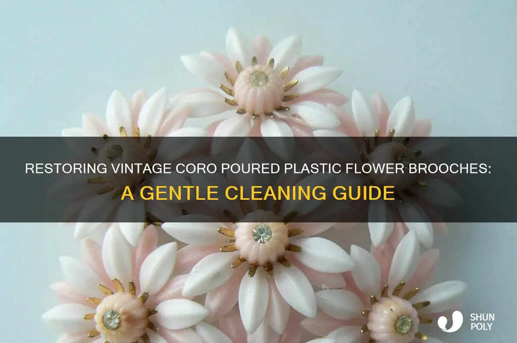 how to clean vintage coro poured plastic flower brooch