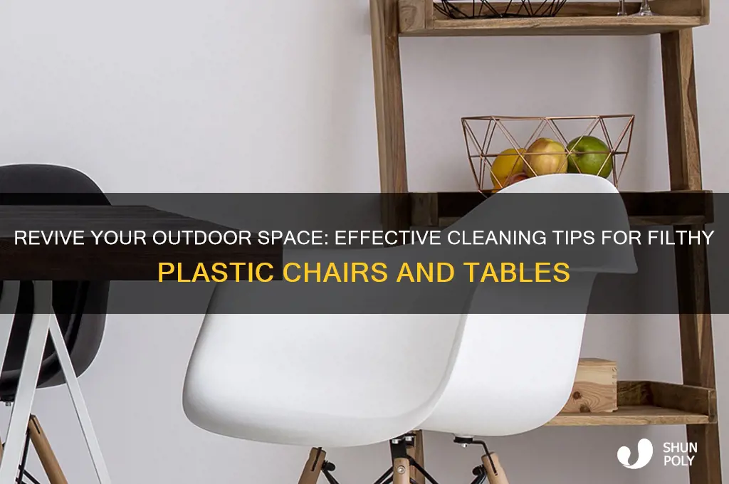 how to clear filthy plastic cahirs and tables