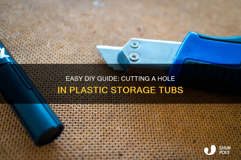how to cut hole in plastic storage tub