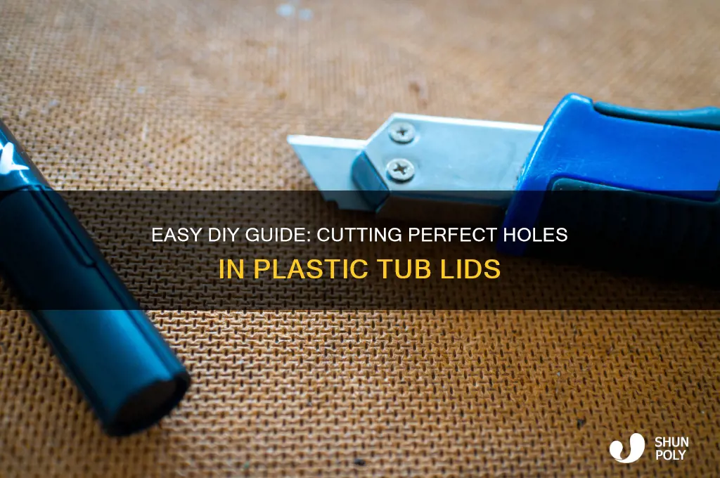 how to cut holes in plastic tub lids