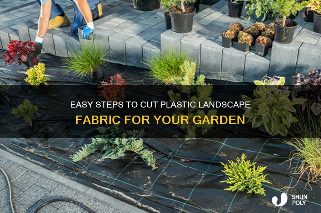 how to cut plastic landscape fabric