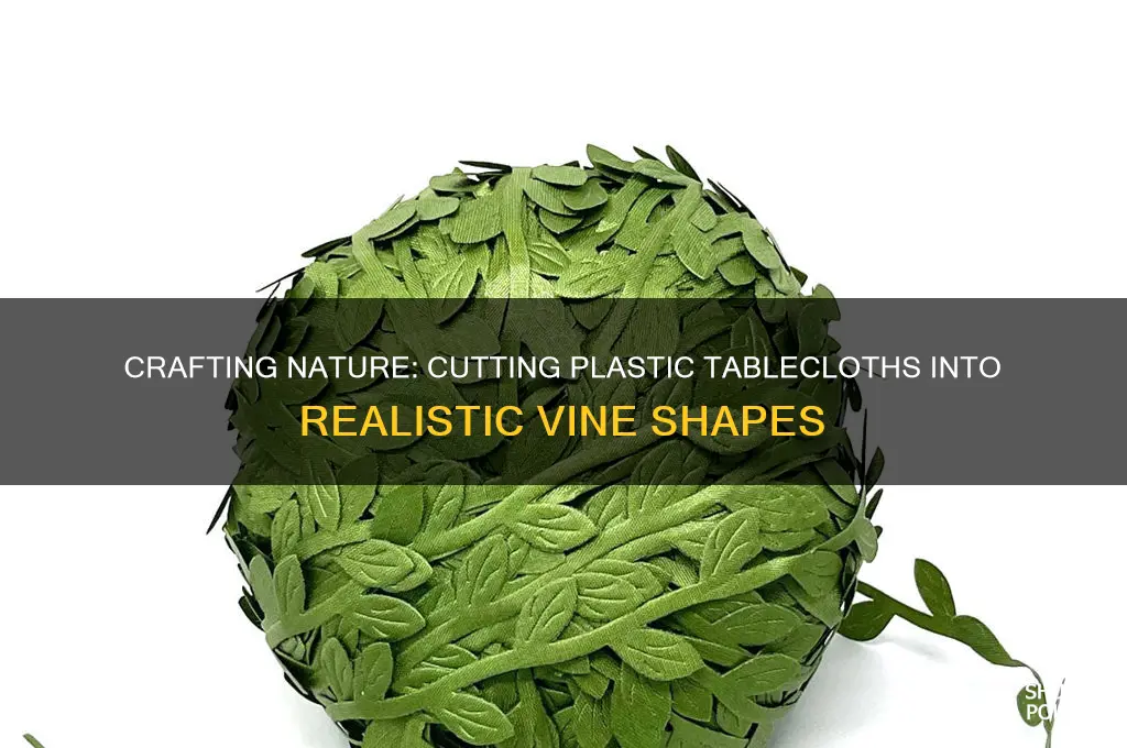 how to cut plastic tablecloth to look like vines