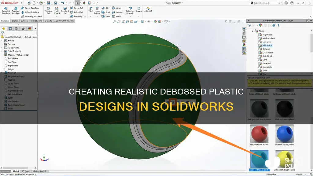 how to deboss plastic in solidworks