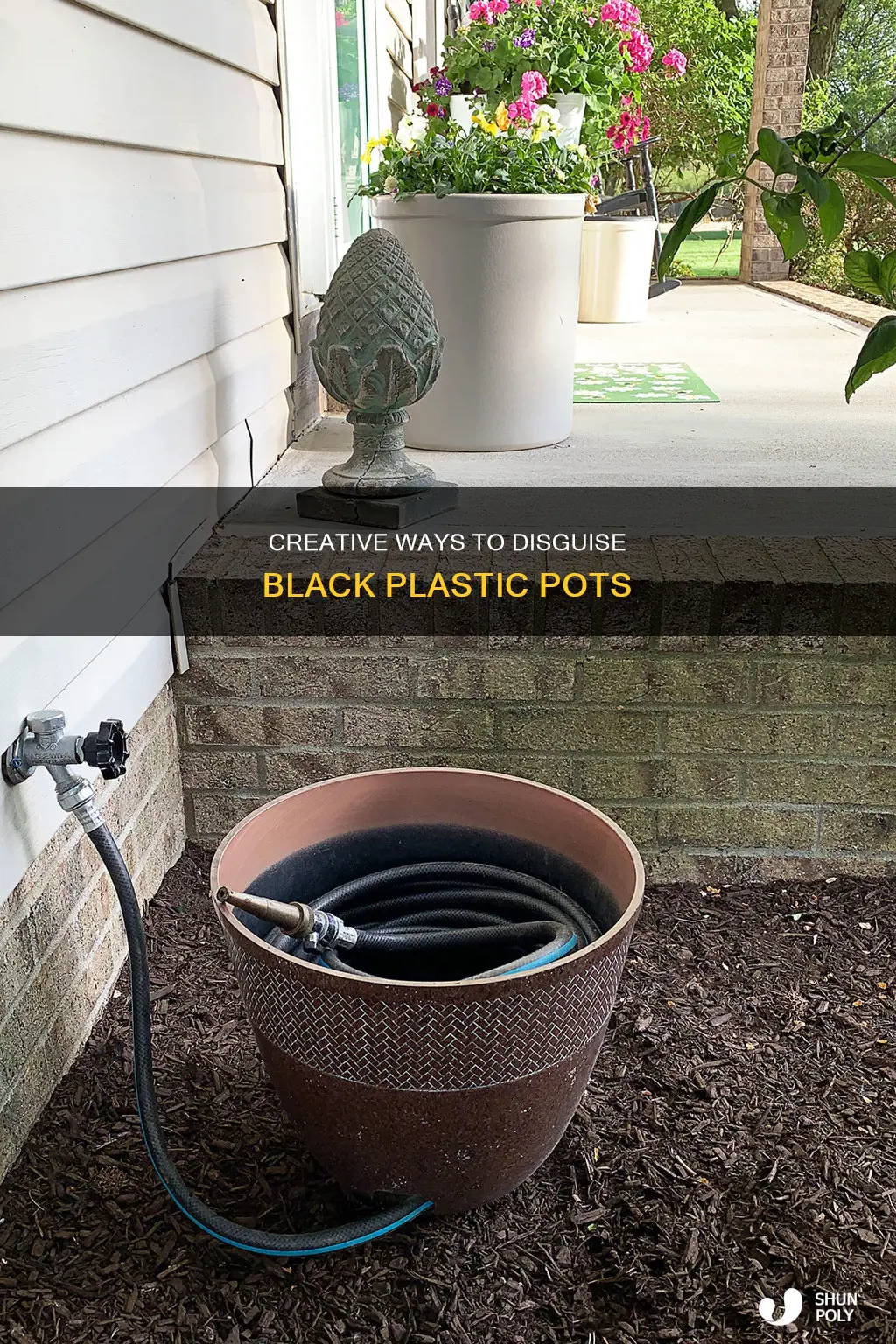 how to disguise black plastic pots