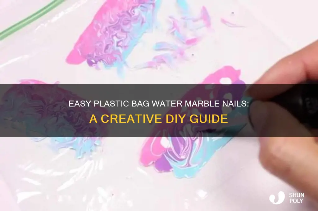 how to do water marble nails with a plastic bag