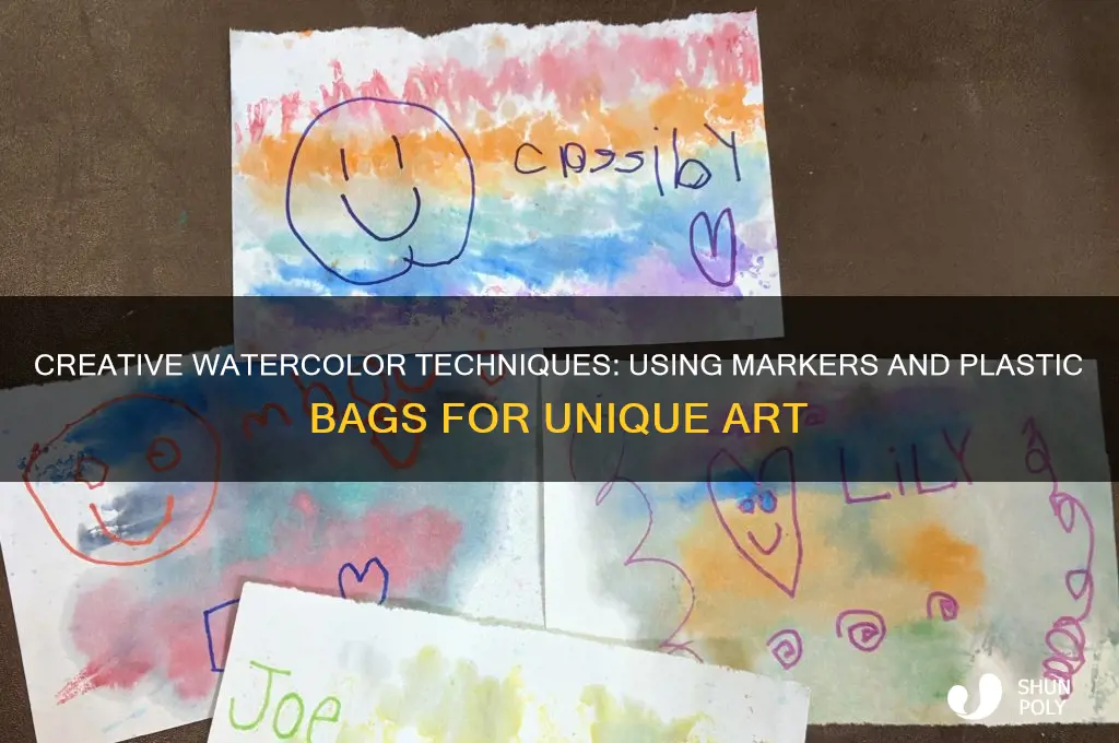 how to do watercolor with markers and plastic bag