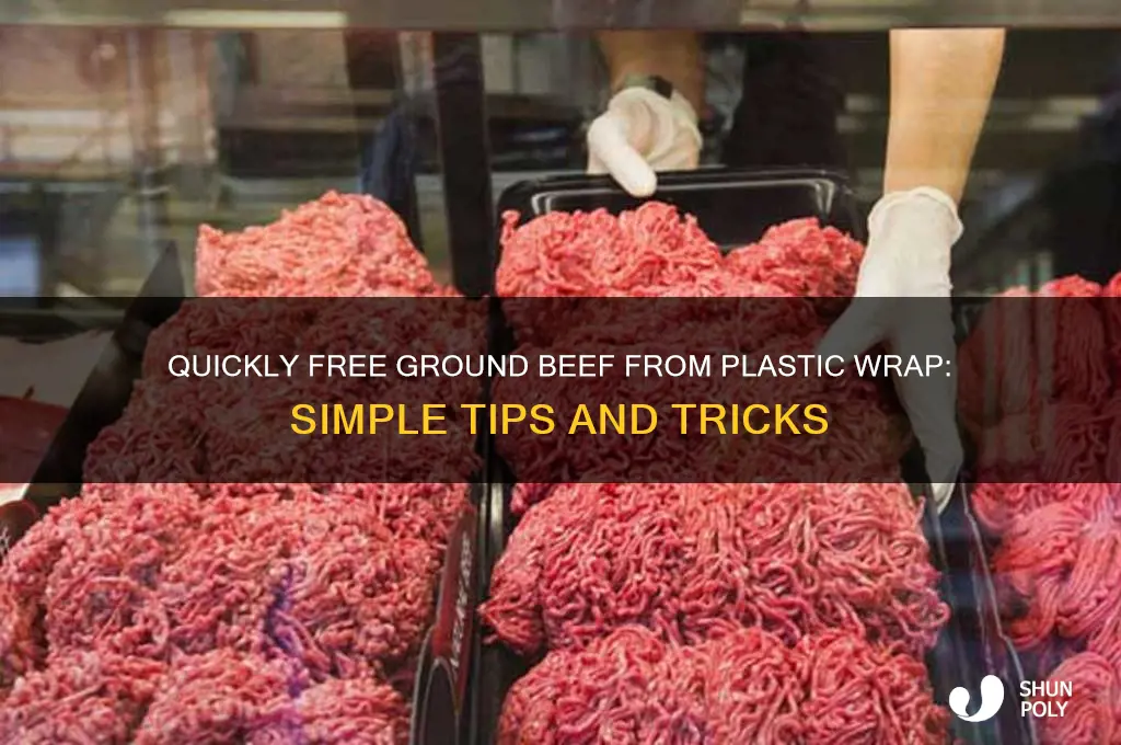 how to easily remove ground beef from plastic wrapper