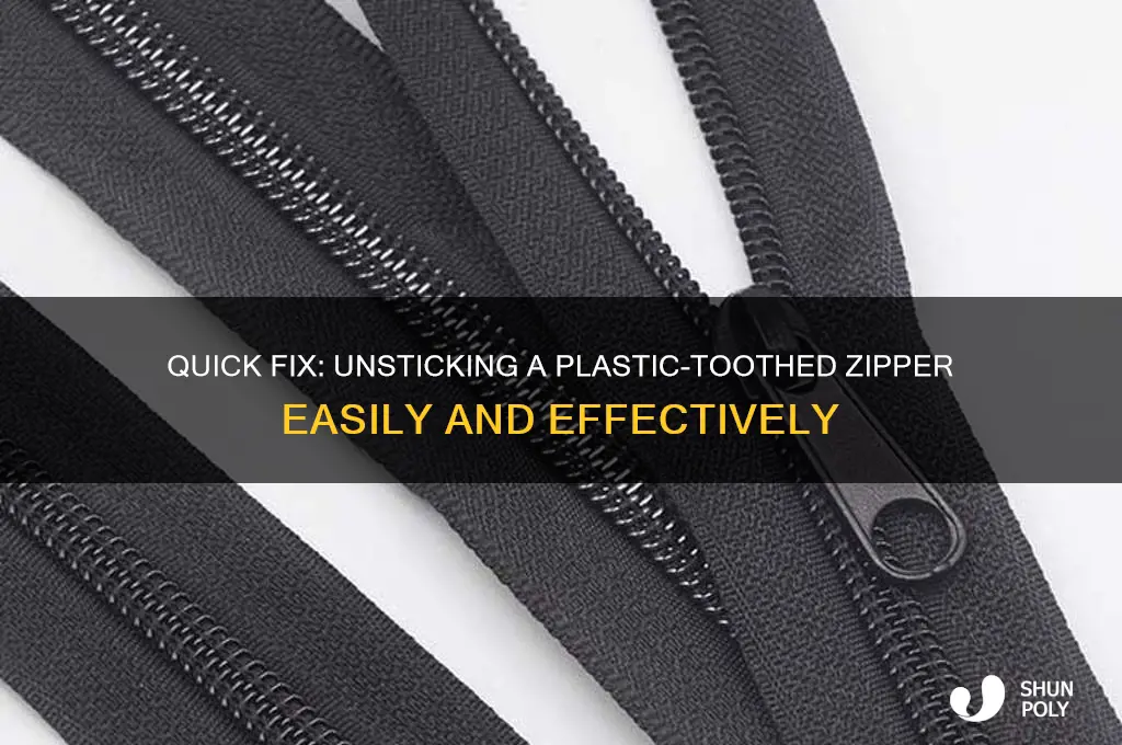 how to get a zipper with plastic teeth unstuck