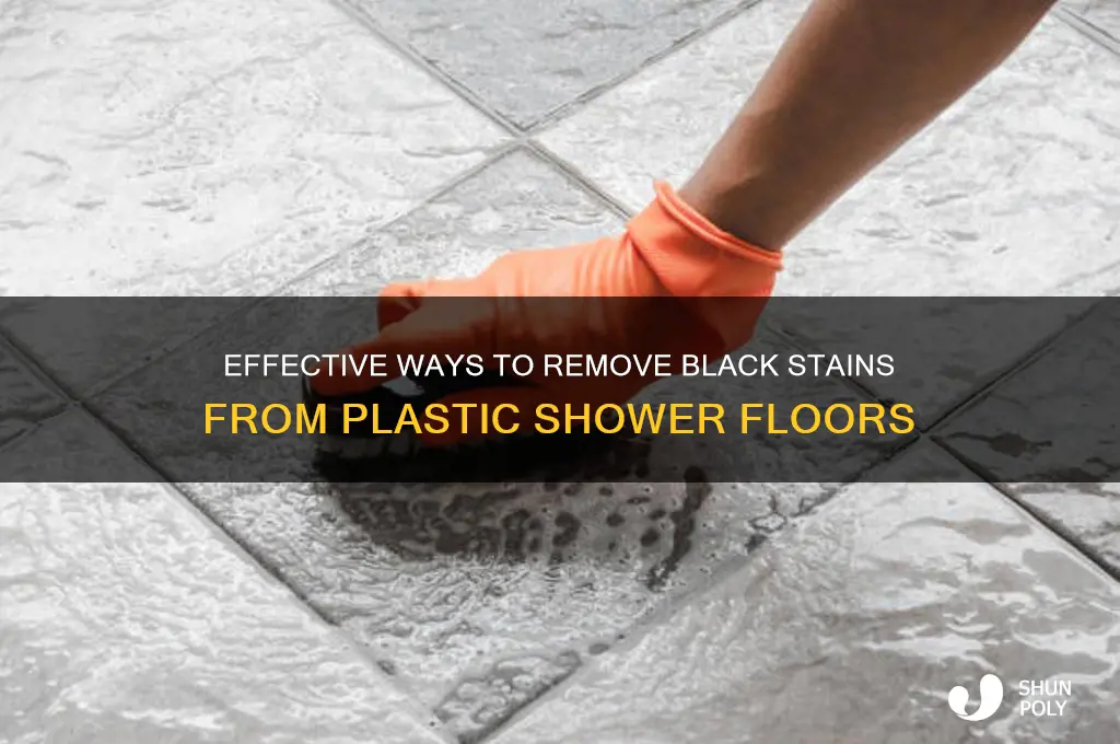 how to get black stains off of plastic shower floor