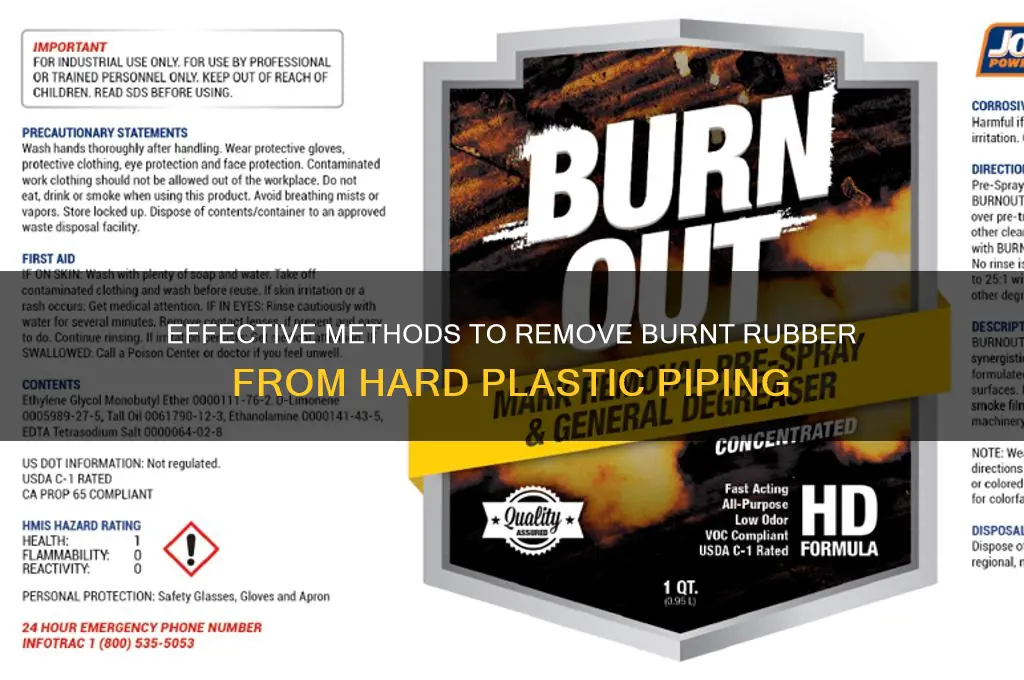 how to get burnt rubber off hard plastic piping