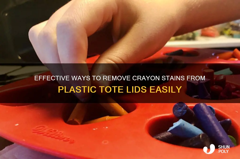 how to get crayon off plastic tote lid