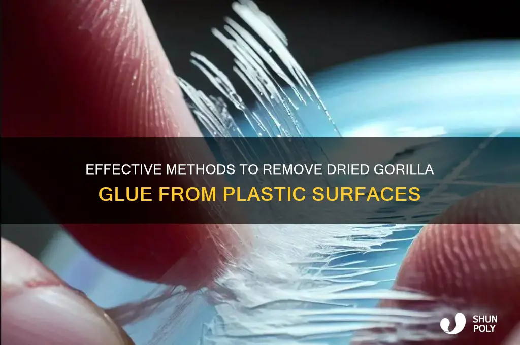 how to get dried gorilla glue off plastic