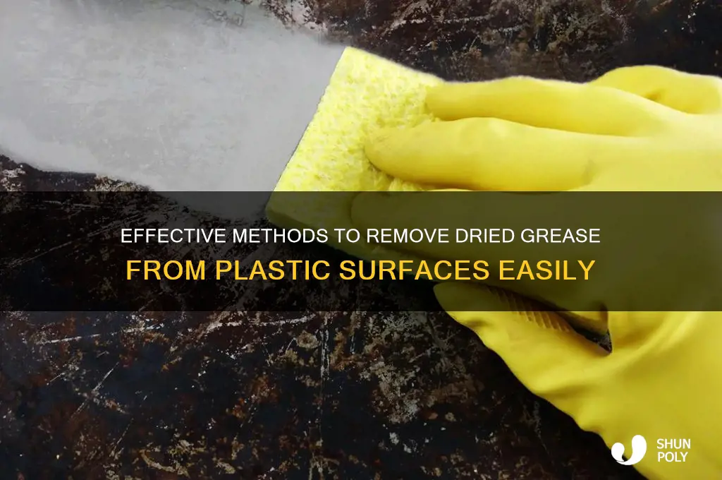 how to get dried on grease off of plastic