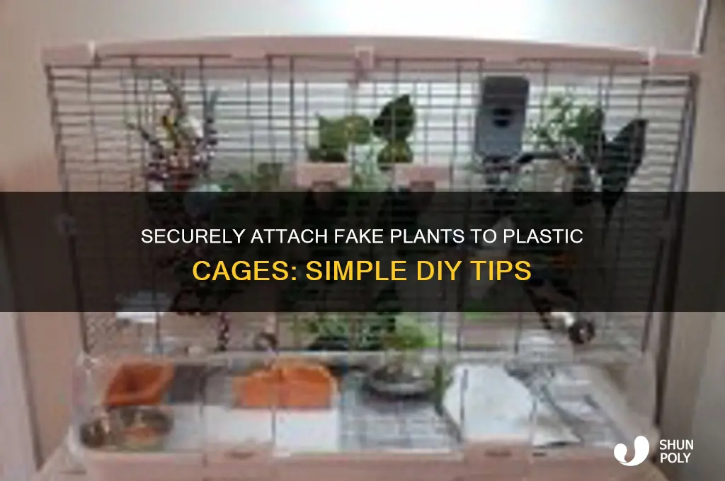 how to get fake plants to stick to plastic cage