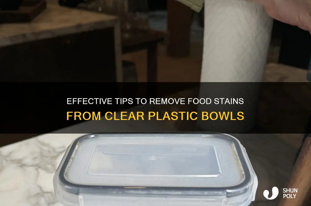 how to get food stains out of clear plastic bowls