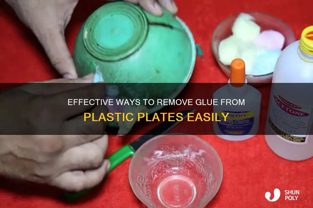 how to get glue off plastic plates