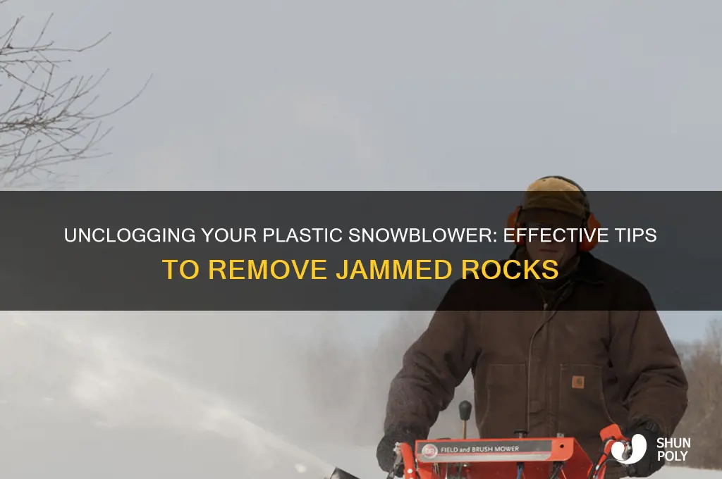how to get jammed rock from plastic snowblower