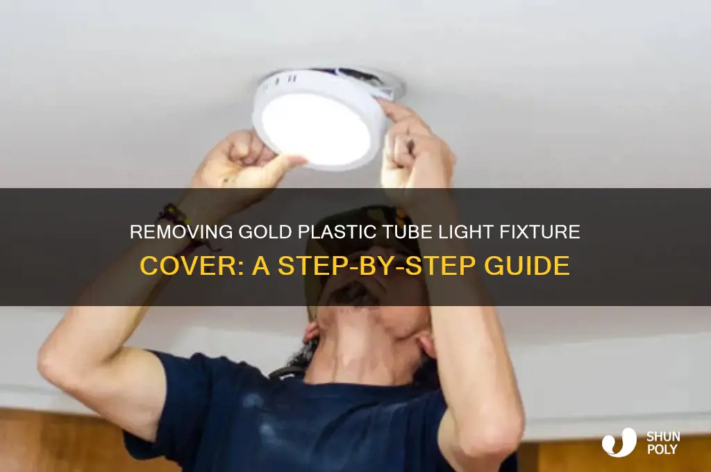 how to get light fixture cover off tube gold plastic