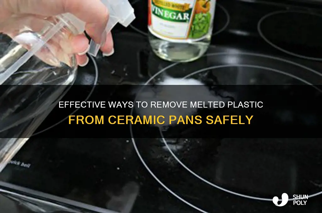 how to get melted plastic off a ceramic pan