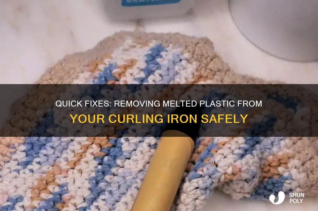 how to get melted plastic off a curling iron