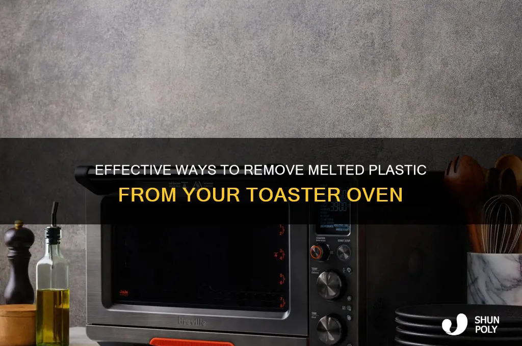 how to get melted plastic off a toaster oven