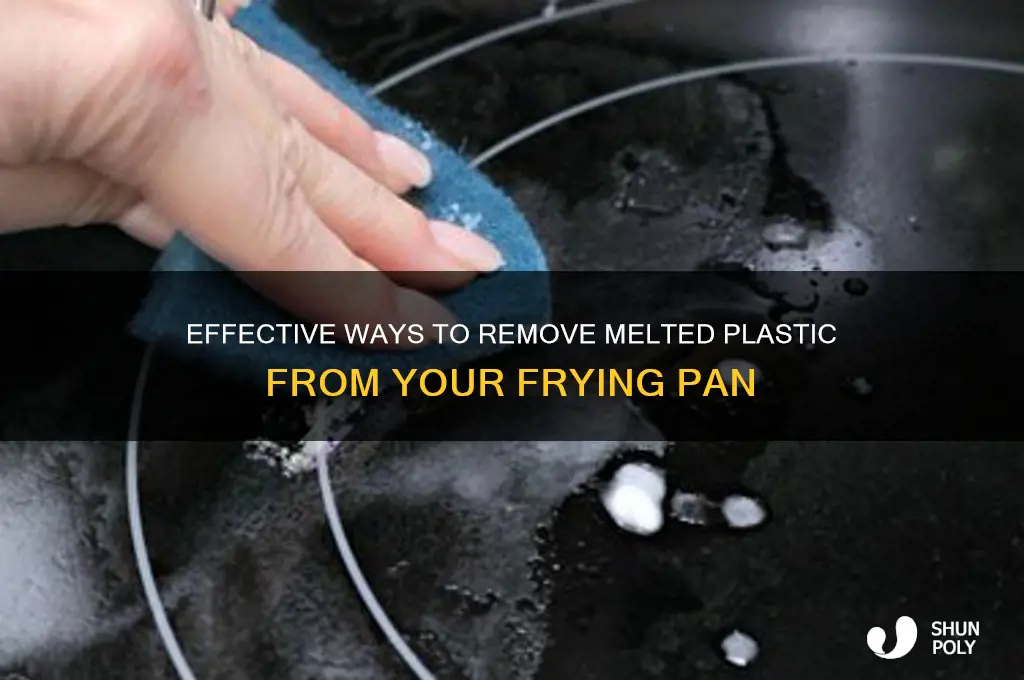 how to get melted plastic off frying pan