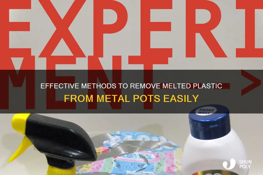 how to get melted plastic off metal pot