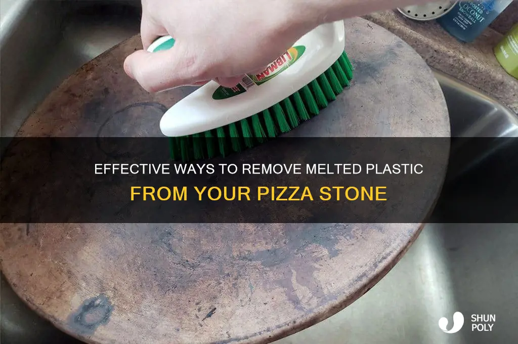 how to get melted plastic off of pizza stone
