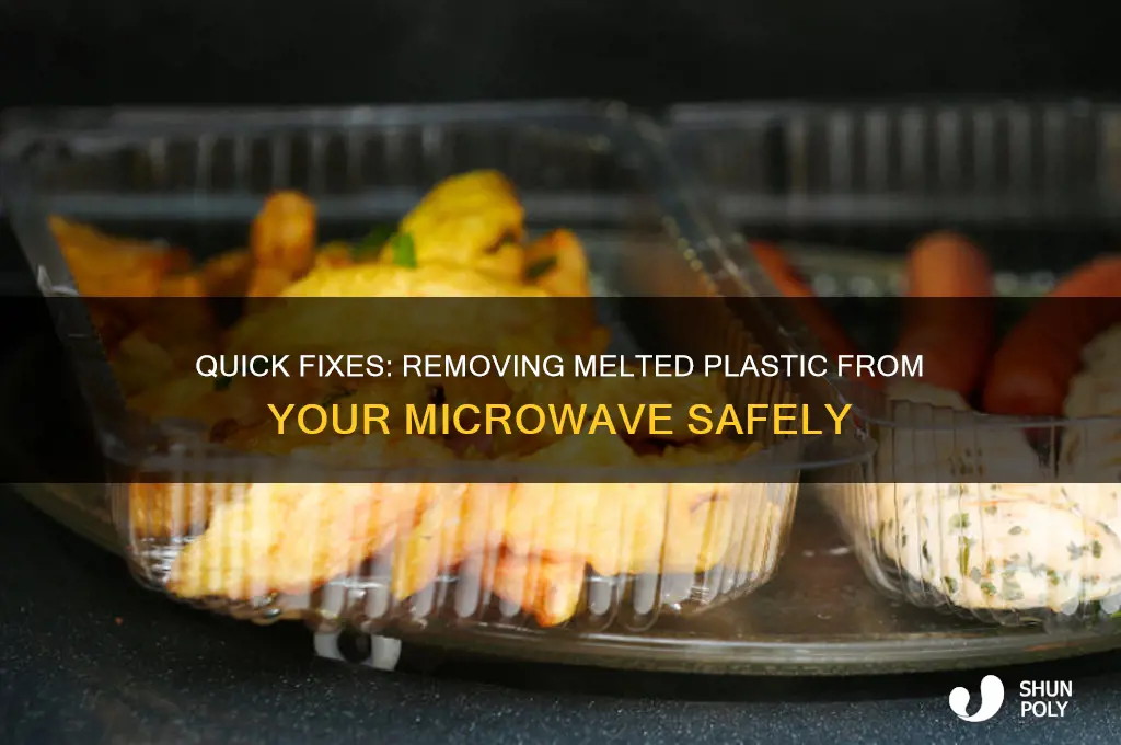 how to get melted plastic out of microwave