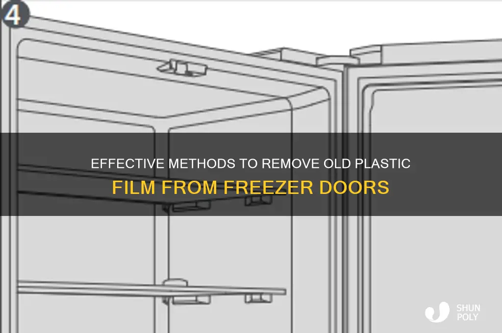 how to get old plastic film off freezer doors