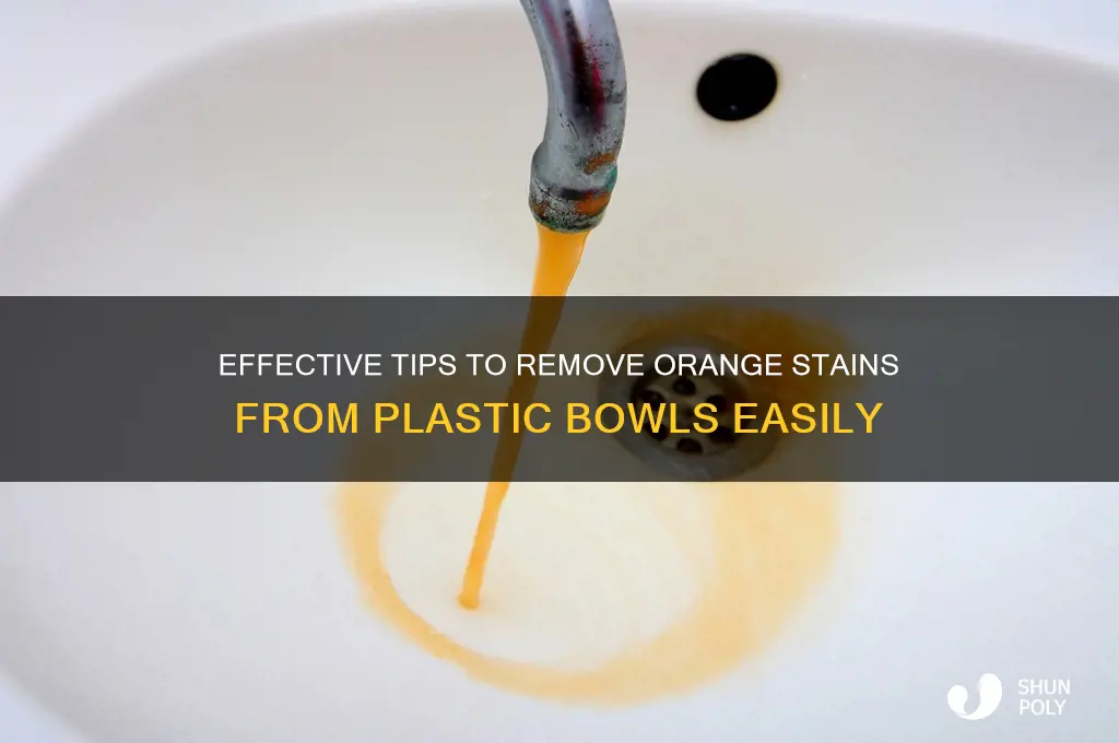 how to get orange stains out of plastic bowls