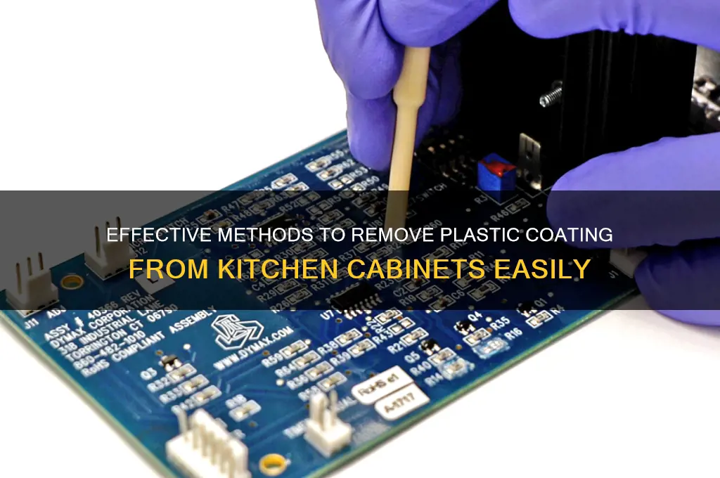 how to get plastic coating off kitchen cabinets