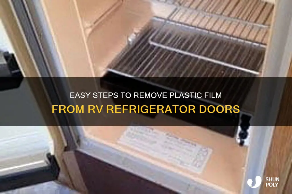 how to get plastic film off rv refrigerator door