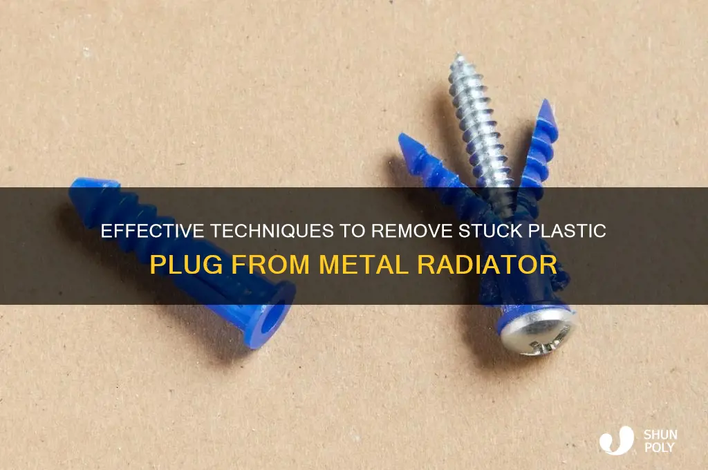 how to get plastic plug out metal radiator